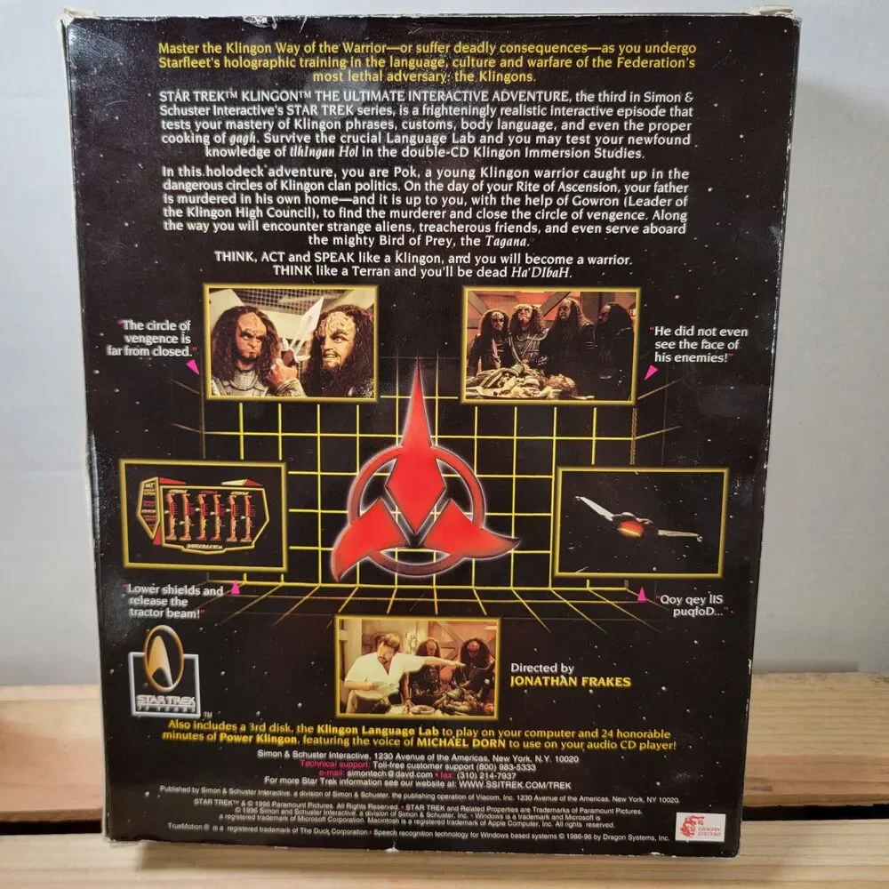 VINTAGE Star Trek Klingon 1996 PC Game w/ Box + Sticker
